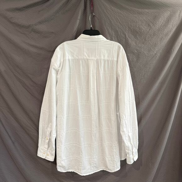 Orvis Cotton Shirt Size XXL White Button Down Sewn Squares Long Sleeve Pockets - Picture 2 of 10